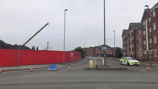 Scene of crane collapse this morning with police cordon