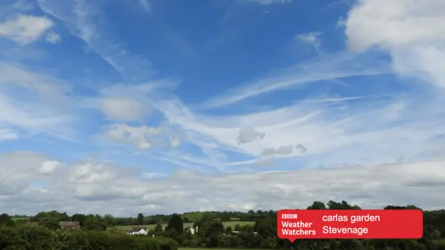 Wispy clouds in Stevenage.