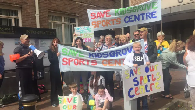 Protest at Newcastle-under-Lyme Borough Council offices