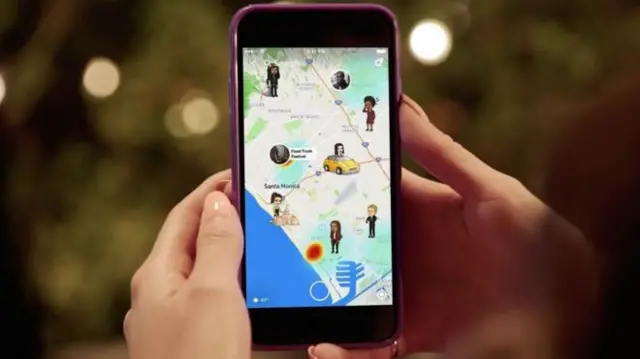 A phone showing Snap Map