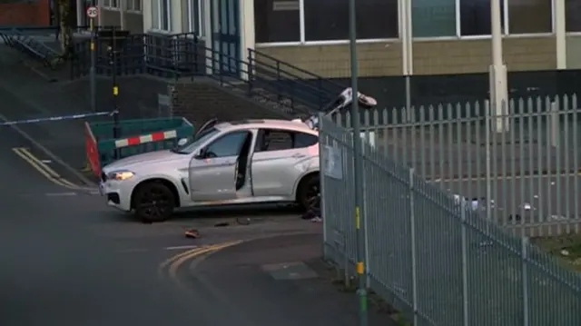 Car within police cordon