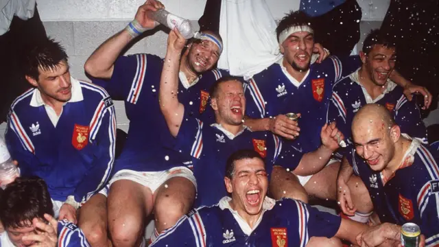 France celebrate beating New Zealand in 1994