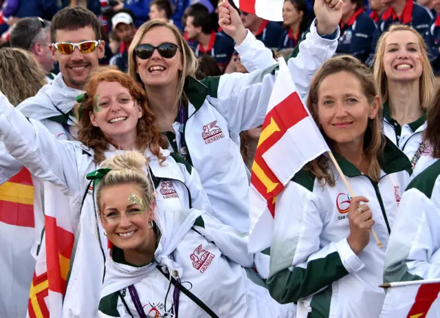 Guernsey competitors in Island Games opening ceremony parade