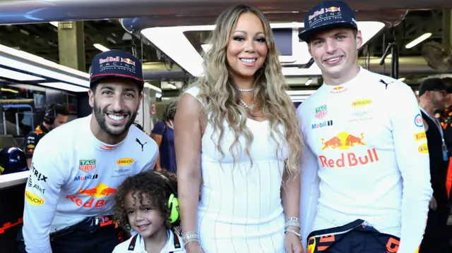 Mariah Carey at the Red Bull garage