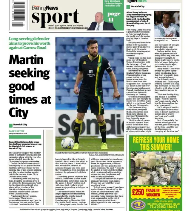 Norwich Evening News back sports page