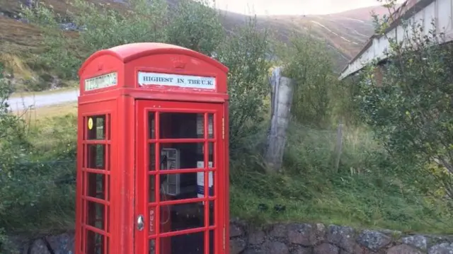 This red phone box is in the Cairngorms