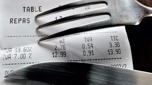 Knife, fork and a restaurant bill