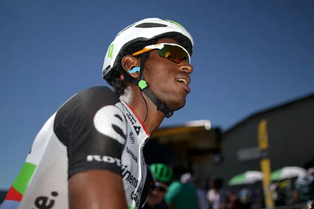 Daniel Teklehaimanot of Eritrea riding for Team Dimension Data
