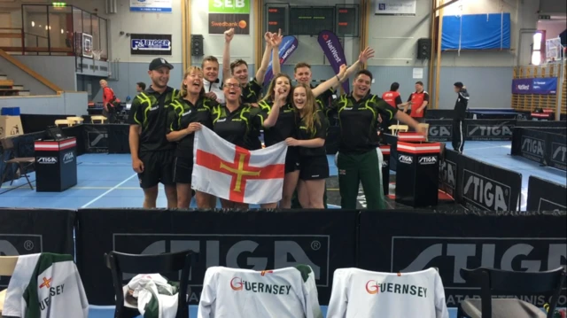 Guernsey table tennis team celebrates