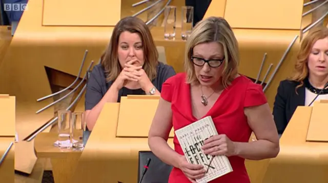 SNP MSP Gillian Martin brandishes the Locus Effect