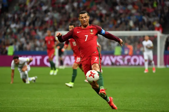 Cristiano Ronaldo controls the ball