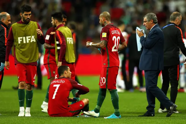 Portugal players at full-time