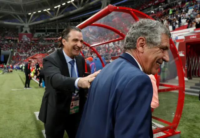 Chile coach Juan Antonio Pizzi and Portugal coach Fernando Santos