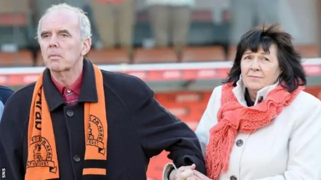 Frank Kopel and his wife Amanda during a visit to Tannadice in 2014