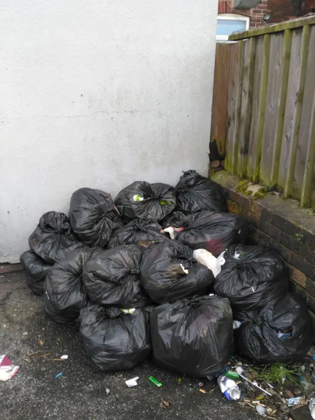 The fly tipped rubbish at Dalton Lane