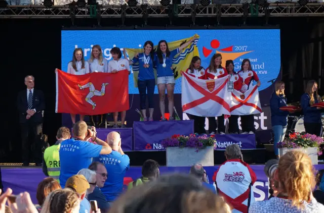 Jersey on bronze medal position on podium