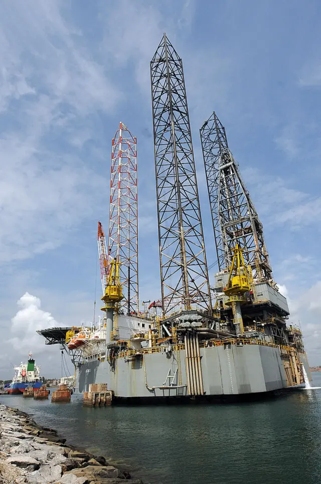 An oil rig for oil exploration is pictured at the Port of Takoradi,