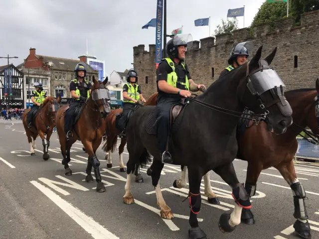 mounted police officers in Cardiff