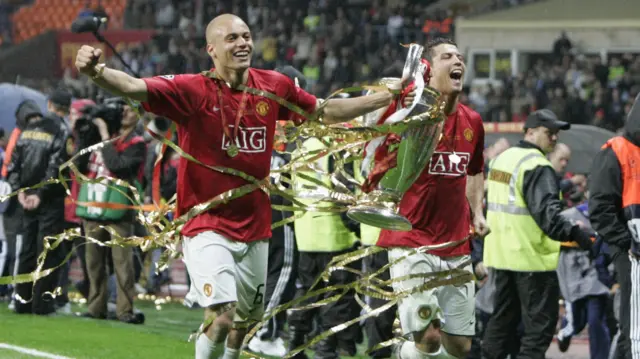 Wes Brown and Cristiano Ronaldo