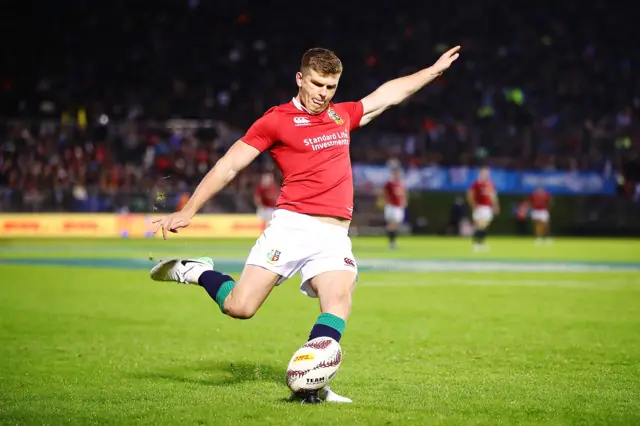 Owen Farrell kicks for goal