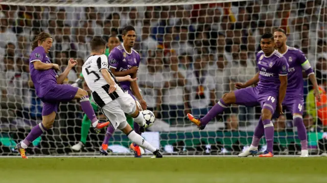 Juventus' Miralem Pjanic shoots at goal