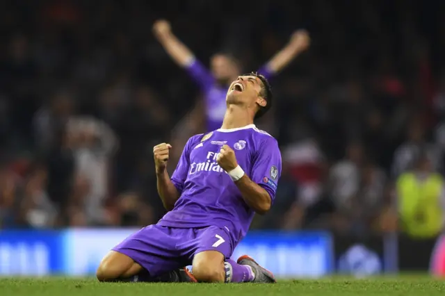 Cristiano Ronaldo of Real Madrid celerbrates