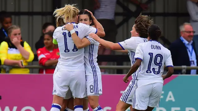 Karen Carney of Chelsea Ladies celebrates