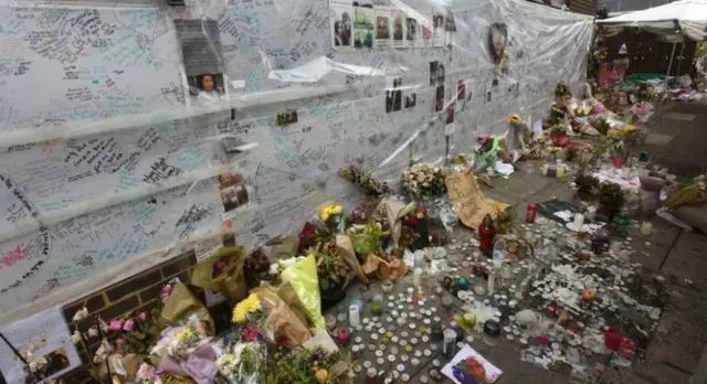 Memorial  wall for Grenfell Tower