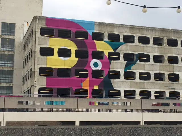 Grafton car park being painted by street artist