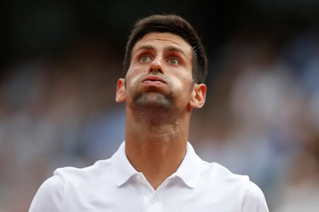 Novak Djokovic reacts