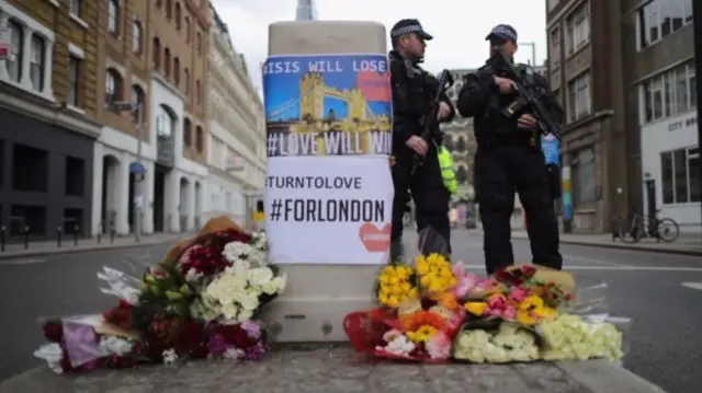 Floral tributes left on Borough High Street