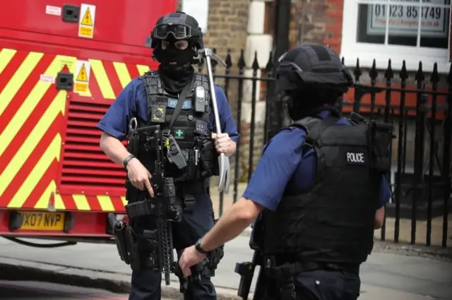 Armed police officers