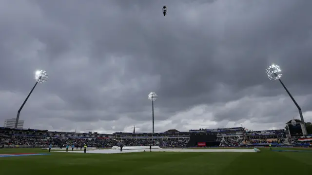 Rain covers on at Edgbaston