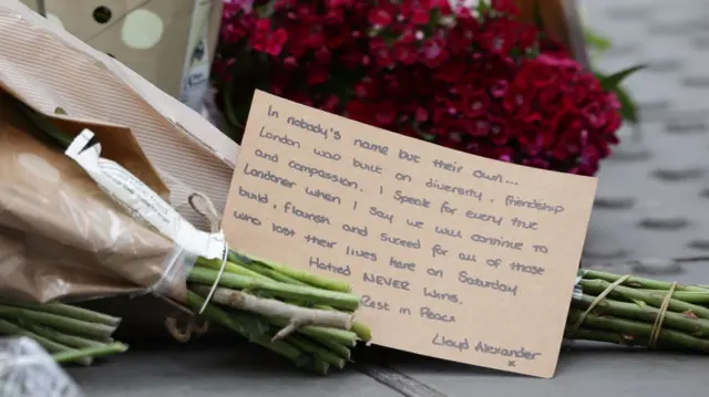 Floral tributes left on Borough High Street