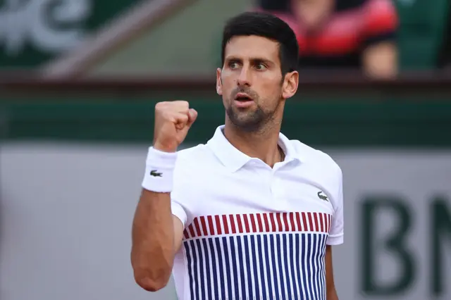 Novak Djokovic celebrates after winning a point