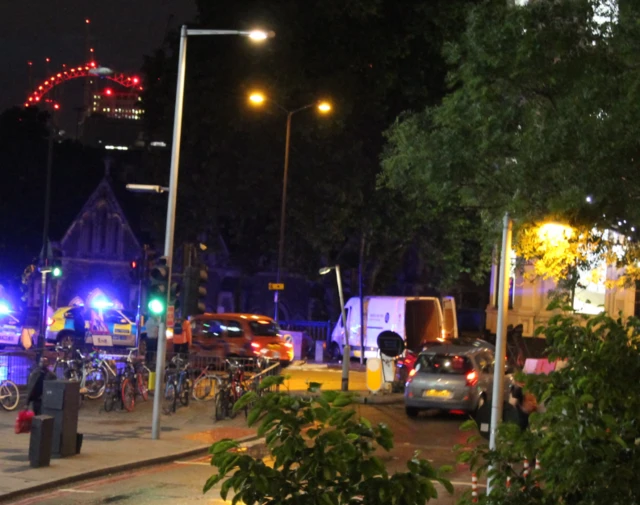 Crashed white van in London Bridge area