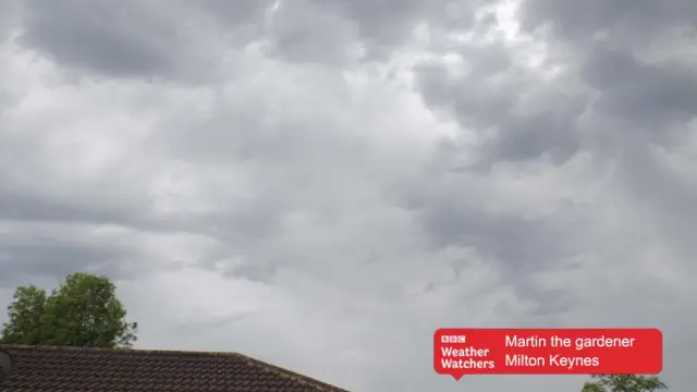 Cloudy skies in Milton Keynes.