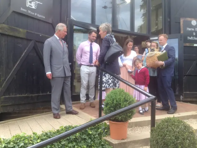 Prince Charles prepares to leave Jimmy's Farm