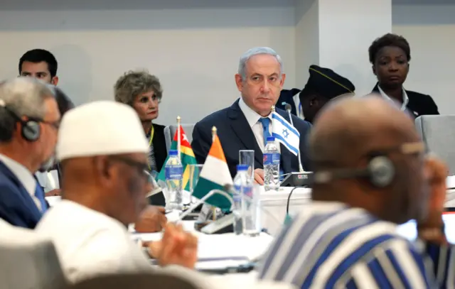 Prime Minister of Israel Benjamin Netanyahu(C), attends a regional Economic Community of West African States (ECOWAS) summit