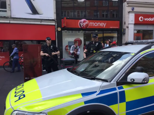 Armed police in Leicester