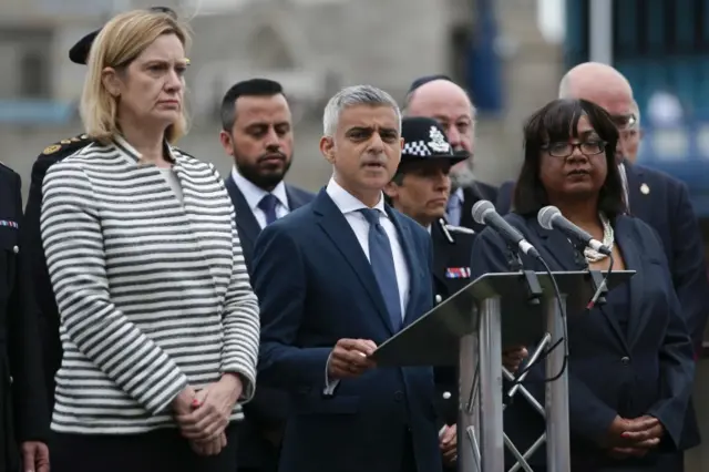 Sadiq Khan, Amber Rudd and Diane Abbott