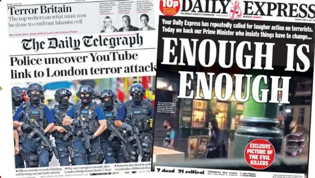 Daily Telegraph and Daily Express front pages