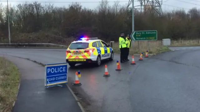 Road block outside travellers' site