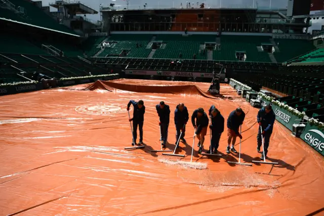 Court swept of water