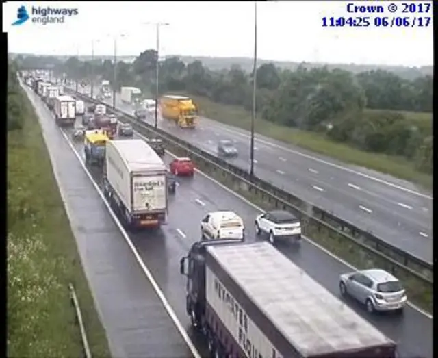 Three HGVs collide