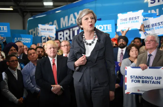 Theresa May at a Conservative campaign event