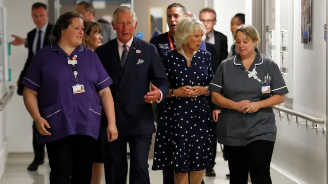 Prince Charles and Duchess of Cornwall meet hospital staff