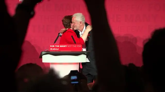 Emily Thornberry and Jeremy Corbyn hug