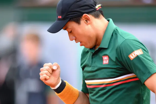 Kei Nishikori celebrates