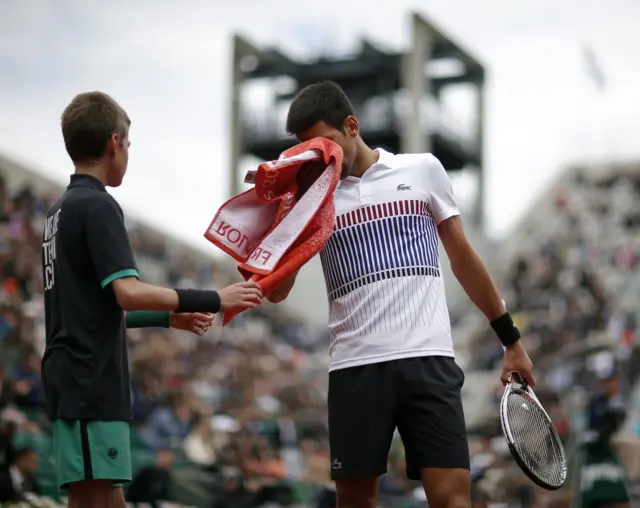 Novak Djokovic of Serbia reacts